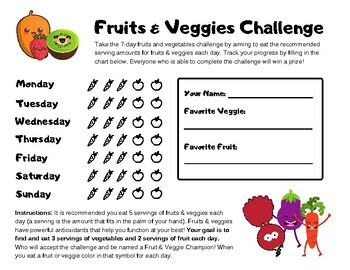 Preview of Fruits and Veggies Challenge