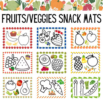 Preview of Fruits and Veggies Snack Mats, Printable Placemats for Picky Eaters