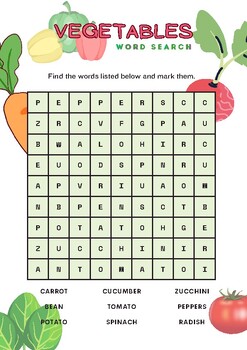 Preview of Fruits and vegetables word search!