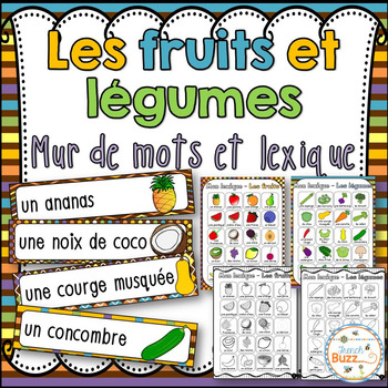 Preview of Fruits et légumes - Mur de mots et lexique (52 mots)- French fruits & vegetables