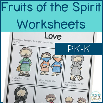 Preview of Fruits of the Spirit Bible Lesson Worksheets for Preschool and Kindergarten