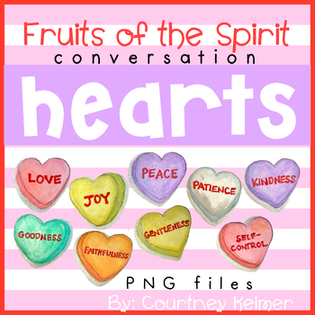 Preview of Fruits of the Spirit Watercolor Conversation Hearts