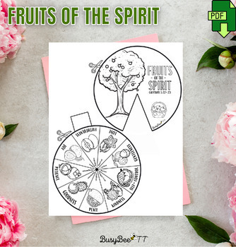 Preview of Fruits of the Spirit spinner wheel, Bible Craft, Coloring Activity