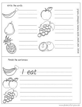 fruits worksheet coloring and writing by phonicsforyou tpt