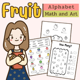 Fruits worksheet about Alphabet, Math and Art