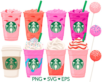 Preview of Fruity Cafe Coffee Clipart - SVG, PNG, EPS Images - Frappuccino Clip Art