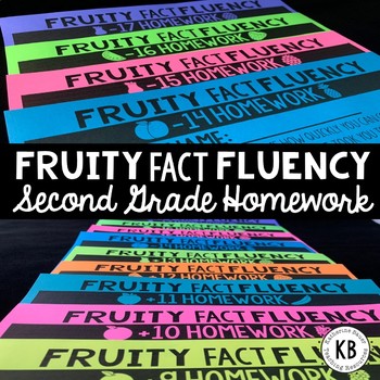 Preview of Fruity Fact Fluency: Second Grade Homework
