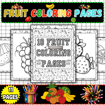 Preview of Fruity Fun: 10 Vibrant Fruit Coloring Pages for Kids-Coloring activities