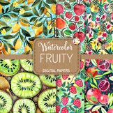 Fruity Set 2 - Tasty Watercolor Background Pattern Papers