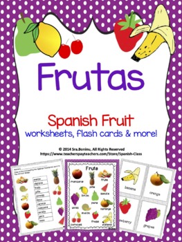 Preview of Fruta - Spanish Fruit worksheets & activities / Distance Learning