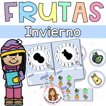 Preview of Frutas de invierno / Winter fruit. Literacy centers. December. January. Spanish