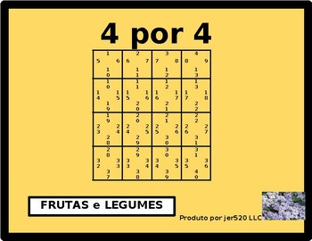 Preview of Frutas e Legumes (Fruits and Vegetables in Portuguese) 4 by 4