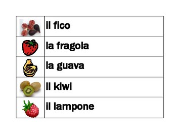 Frutta e Verdura (Fruits and Vegetables in Italian) Word Wall by jer520 LLC