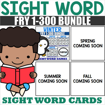 Preview of Fry 1-300 Seasonal Sight Word Cards Bundle
