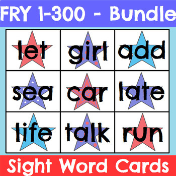 Preview of Fourth of July Sight Word Cards for Fry 1-300