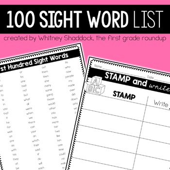 Preview of Fry 100 Sight Words List and Activities