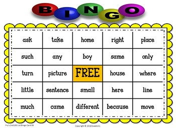 Fry Sight Words 2nd 100 List Bingo by Sweetie's | TPT