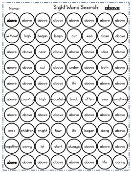 Fry 3rd 100 Sight Word Practice Sheets: Dot to Dot and Stamp It sheets