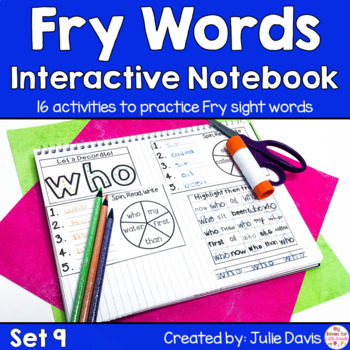 Preview of Sight Word First 100 Set 1 Interactive Notebooks Set 9