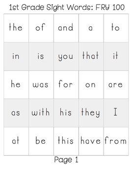 first 100 sight words in alphabetical order