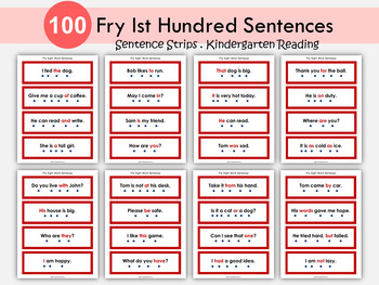 Preview of Sight Word Sentences-Fry First 100 Practice, Tap & Track Activity, Reading,T-166
