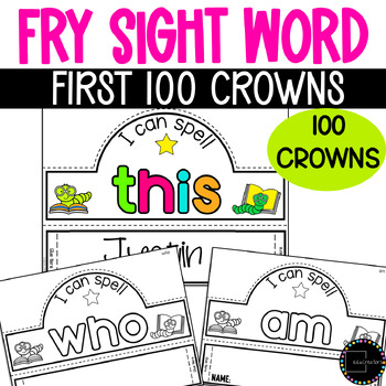 Preview of Fry First 100 Sight words Crown Activity Kindergarten First Grade