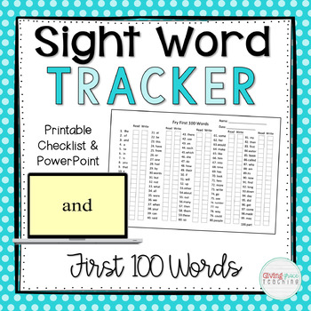 Preview of Sight Word Lists Fry First 100 Words Checklists and PowerPoint