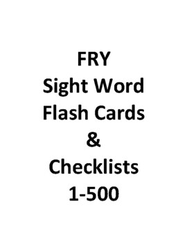 Preview of Fry Flash Cards & Checklists 1-500