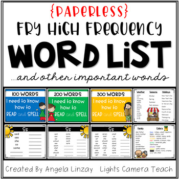 Preview of Distance Learning High Frequency Word List & Other Important Words