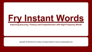Preview of Fry Instant Words Presentation