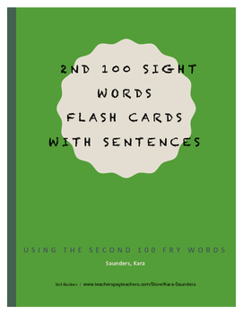 Preview of Fry Second Hundred Words - Flash Cards With Sentences