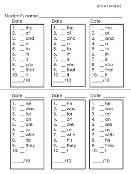 Fry Sight Word Assessment Binder for First 100 Words by Ruth Edge