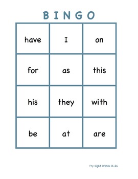 Fry Sight Word Bingo (1-60) by Rosa Pitti | TPT