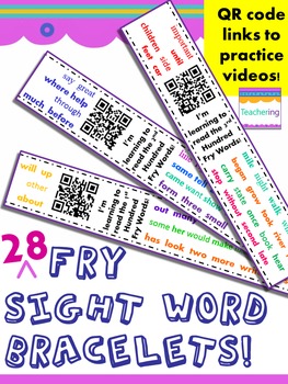 Preview of Fry Sight Word Homework {Bracelets with QR codes}