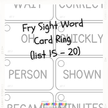 Preview of Fry Sight Word Card Ring (list 15 - 20)