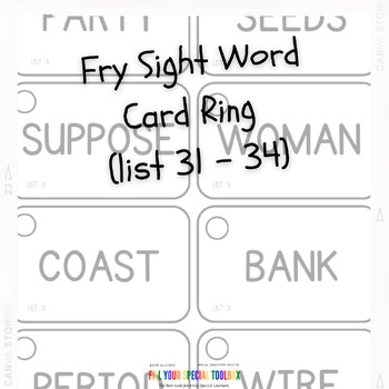 Preview of Fry Sight Word Card Ring (list 31 - 34)