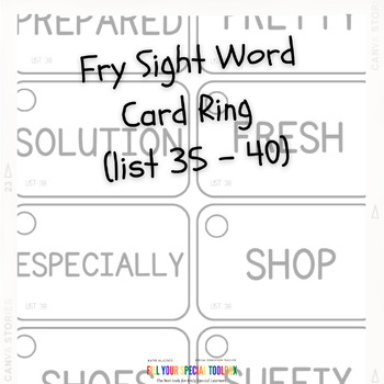 Preview of Fry Sight Word Card Ring (list 35 - 40)