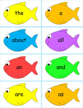 Printable Sight Word Fishing Game for Kindergarten First Grade and