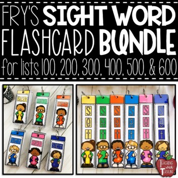 Preview of Fry Sight Word Flash Card BUNDLE for Word Lists 100-600 {Color Coded}