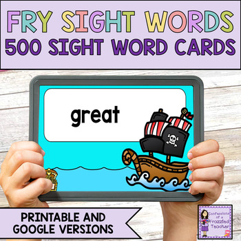Preview of Fry Sight Word Flash Cards | First 500 Words Printable and Digital