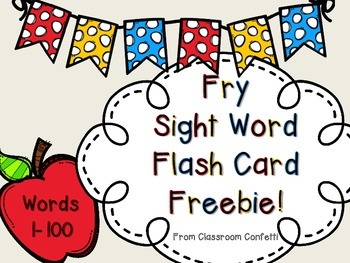 Preview of Fry Sight Word Flash Cards Freebie 1-100