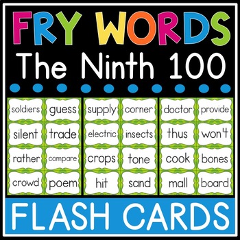 100  cards Fry's Ninth Hundred Words Reading Fry Sight Word Flash Cards 