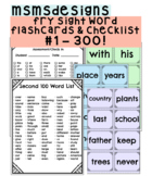 Fry Sight Word Flashcards (#1 - 300) & Assessment Sheet!