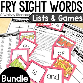 Preview of Fry High Frequency Words Activities & Word List for the First 500 Sight Words