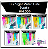 Fry Sight Word Lists - ** Bundle #1-1,000**