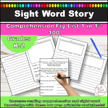 Preview of Fry Sight Word Reading Comprehension Worksheets List 1