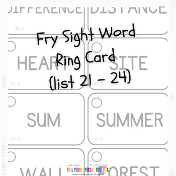 Preview of Fry Sight Word Ring Card (list 21 - 24)