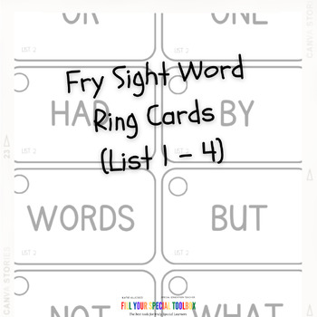 Preview of Fry Sight Word Ring Cards (List 1 - 4)
