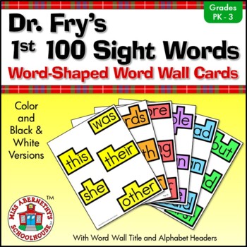 Preview of Sight Word Word Wall Cards—Dr. Fry’s 1st 100 Words with Word-Shaped Borders