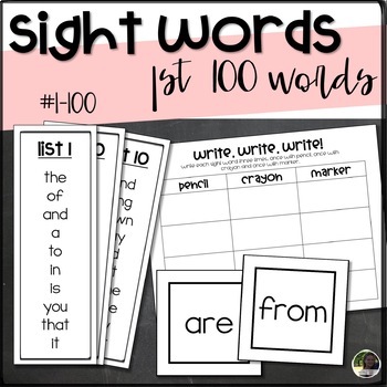 Preview of Fry Sight Words- 1st 100- EDITABLE | List | Bookmarks | Flashcards